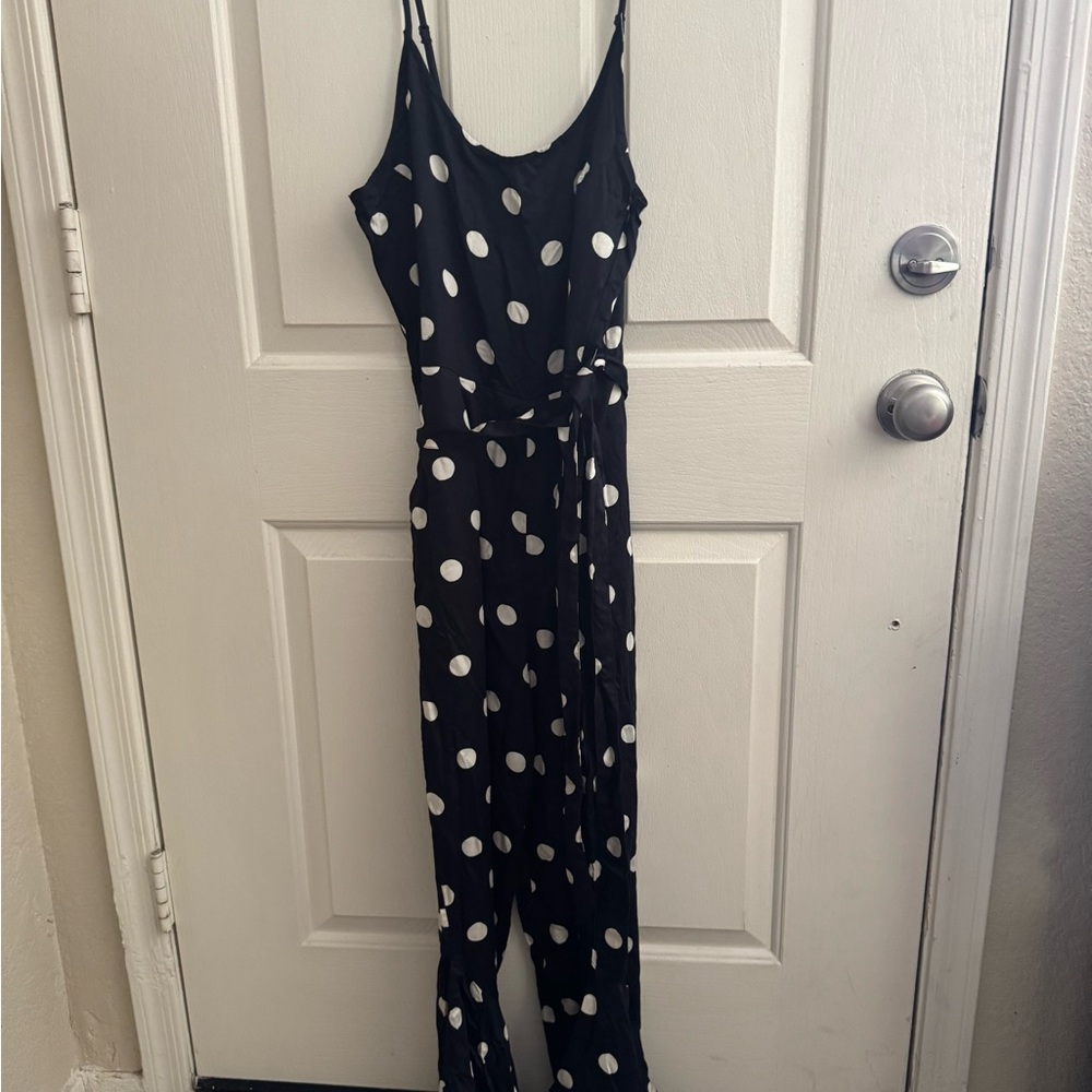 Billabong Black and White Polka Dot Jumpsuit